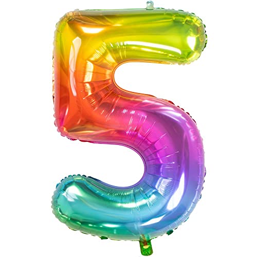 Folat 63245 Folienballon Yummy Gummy Rainbow Ziffer/Zahl 5-86 cm, Mehrfarbig Folat 63245 Folienballon Yummy Gummy Rainbow Ziffer/Zahl 5-86 cm, Mehrfarbig von Folat