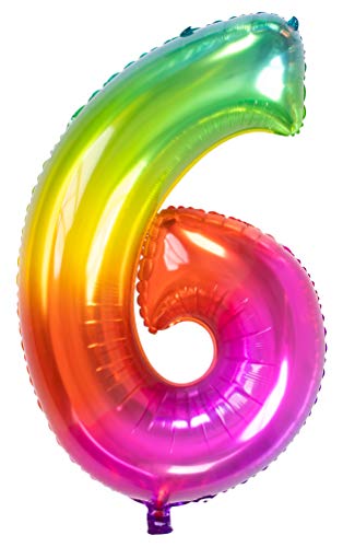 Folat 63246 Folienballon Yummy Gummy Rainbow Ziffer/Zahl 6-86 cm, Mehrfarbig von Folat