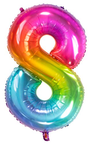 Folat 63248 Folienballon Yummy Gummy Rainbow Ziffer/Zahl 8-86 cm, Mehrfarbig von Folat