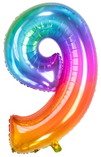 Folat 63249 Folienballon Yummy Gummy Rainbow Ziffer/Zahl 9-86 cm, Mehrfarbig von Folat