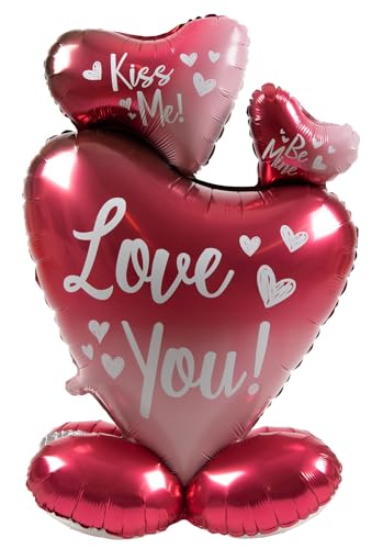 Folat 63793 Romantische Deko Stehender Folienballon-Ombre Love-3 Herzen-77 cm für Hochzeit Valentinstag oder Muttertag, Mehrfarbig Folat 63793 Romantische Deko Stehender Folienballon-Ombre Love-3 Herzen-77 cm für Hochzeit Valentinstag oder Muttertag, Mehrfarbig von Folat