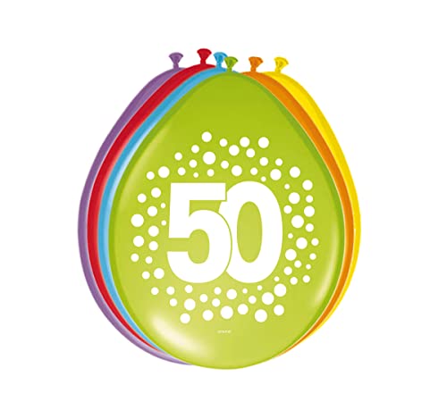 Folat 64250 50. Geburtstag Ballons mit Punkten 30 cm - 8 Stück, Mehrfarbig, Einheitsgröße Folat 64250 50. Geburtstag Ballons mit Punkten 30 cm - 8 Stück, Mehrfarbig, Einheitsgröße von Folat