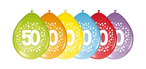 Folat 64250 50. Geburtstag Ballons mit Punkten 30 cm - 8 Stück, Mehrfarbig von Folat