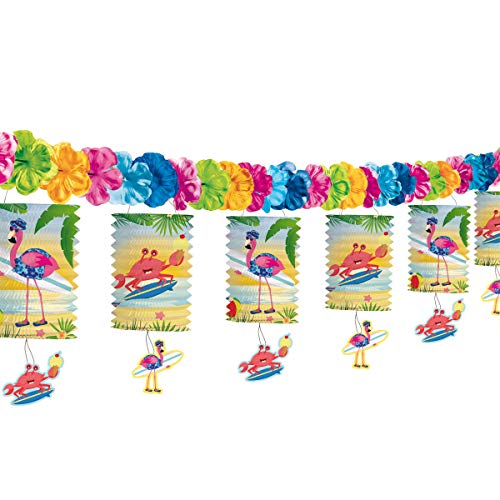 Folat 65346 Laternengirlande Girlande Dekogirlande Flamingo Beachparty Geburtstag 3,6m, Multi-Colored von Folat