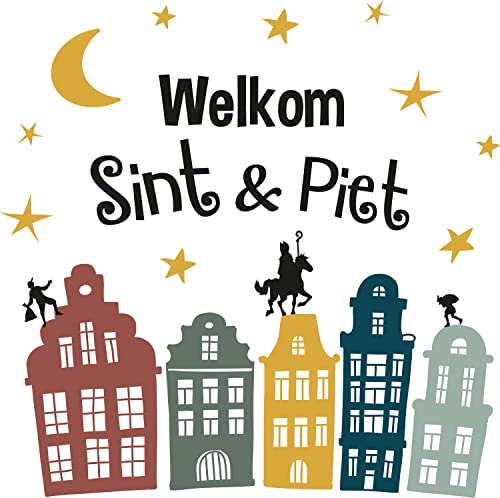 Folat 65691 Fensteraufkleber 'Welkom Sint & Piet' (NL) Sankt Nikolaus Nikolaustag, Mehrfarbig von Folat