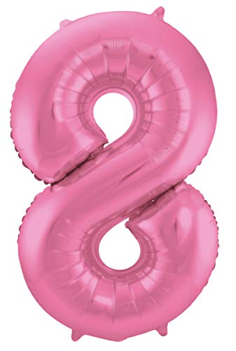 Folat 65908 Folienballon Ziffer Zahl 8 Rosafarbener Metallic 86 cm-Helium Ballon Decoration Geburtstag, Hochzeit, Jubiläum, Pink Matt von Folat