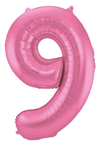 Folat 65909 Folienballon Ziffer Zahl 9 Rosafarbener Metallic 86 cm-Helium Ballon Decoration Geburtstag, Hochzeit, Jubiläum, Pink Matt von Folat