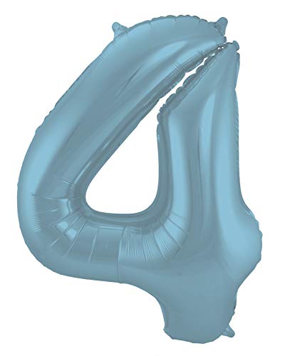 Folat 65944 - Folienballon Zahl 4 - blau Pastel ca. 86 cm von Folat