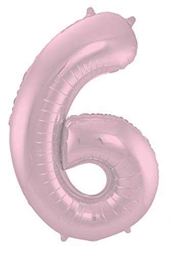 Folat 65956 - Folienballon Zahl 6 - Pink Pastel ca. 86 cm von Folat
