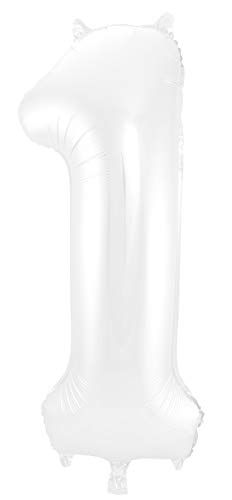 Folat 65991 - Folienballon Zahl 1 - weiß ca. 86 cm von Folat