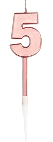 Folat 67035 - Kerze für Kuchen Rose Gold metalisch glänzend - ca. 10 cm hoch - Zahl 5 Folat 67035 - Kerze für Kuchen Rose Gold metalisch glänzend - ca. 10 cm hoch - Zahl 5 von Folat