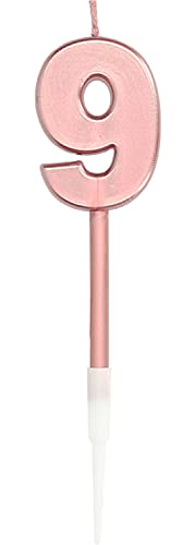 Folat 67039 - Kerze für Kuchen Rose Gold metalisch glänzend - ca. 10 cm hoch - Zahl 9 Folat 67039 - Kerze für Kuchen Rose Gold metalisch glänzend - ca. 10 cm hoch - Zahl 9 von Folat