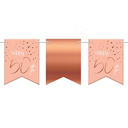 Folat 67450 Wimpelkette Elegant Lush Blush 50 Jahre-6 Meter, Zahl von Folat