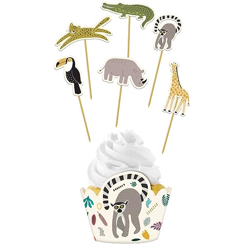 Folat 68305 Cupcake Deko-Set Zoo Party-12-teilig, Mehrfarben Folat 68305 Cupcake Deko-Set Zoo Party-12-teilig, Mehrfarben von Folat