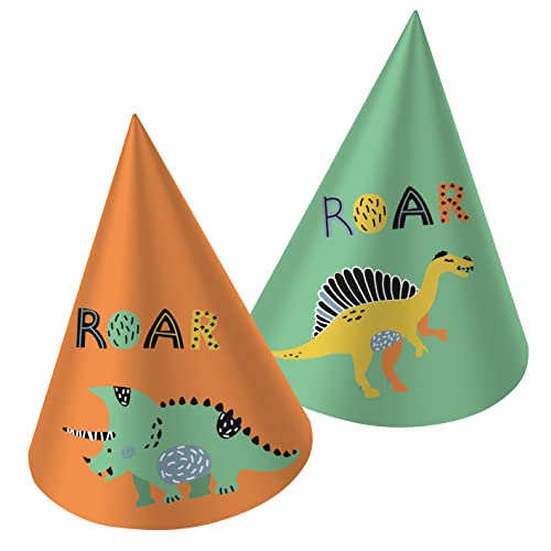 Folat 68328 Partyhüte Papier Dino Roars-6 Stück, Mehrfarben von Folat