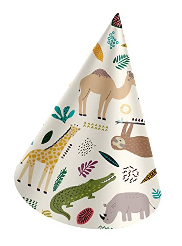 Folat Kinder 68329 Partyhüte Papier Zoo Party-6 Stück, Mehrfarben Folat Kinder 68329 Partyhüte Papier Zoo Party-6 Stück, Mehrfarben von Folat