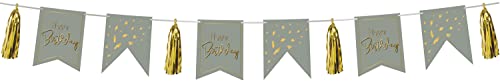 Folat 68481 Wimpelkette Grau mit Quasten Golden Dawn-Dekorationen Girlande für Geburtstag, Kindergeburtstag, 4m Folat 68481 Wimpelkette Grau mit Quasten Golden Dawn-Dekorationen Girlande für Geburtstag, Kindergeburtstag, 4m von Folat
