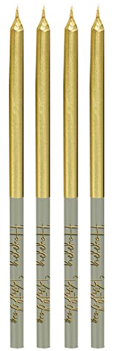 Folat 68490 Golden Dawn 16 Stück-Lange Kerzen mit Haltern für Geburtstag Hochzeit Party Kuchen Dekorationen, Grau, 12,5 cm Folat 68490 Golden Dawn 16 Stück-Lange Kerzen mit Haltern für Geburtstag Hochzeit Party Kuchen Dekorationen, Grau, 12,5 cm von Folat