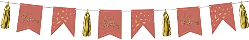 Folat 68494 Wimpelkette Rosa mit Quasten Golden Dusk-Dekorationen Girlande für Geburtstag, Kindergeburtstag, 4m Folat 68494 Wimpelkette Rosa mit Quasten Golden Dusk-Dekorationen Girlande für Geburtstag, Kindergeburtstag, 4m von Folat