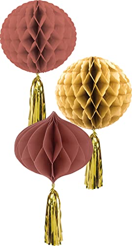 Folat 68497 Golden Dusk 3 Stück-Dekoration Wabenbälle Set, Honeycomb Balls Deko für Geburtstag, Party, Baby Dusche, Hochzeit, Mehrfarben, 30 cm Folat 68497 Golden Dusk 3 Stück-Dekoration Wabenbälle Set, Honeycomb Balls Deko für Geburtstag, Party, Baby Dusche, Hochzeit, Mehrfarben, 30 cm von Folat