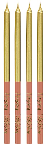 Folat 68503 Golden Dusk 16 Stück-Lange Kerzen mit Haltern für Geburtstag Hochzeit Party Kuchen Dekorationen, Rosa, 12,5 cm Folat 68503 Golden Dusk 16 Stück-Lange Kerzen mit Haltern für Geburtstag Hochzeit Party Kuchen Dekorationen, Rosa, 12,5 cm von Folat