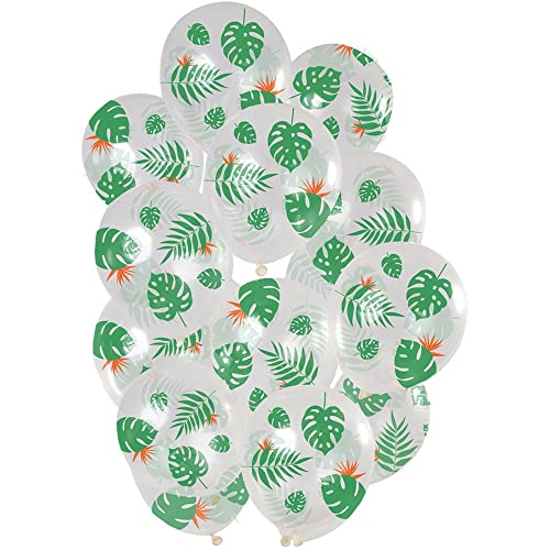 Folat 68825 Ballons Tropische Blätter 30cm-15 Stück Latex Helium Luftballon, Geburtstag Deko, Green, 30 cm von Folat