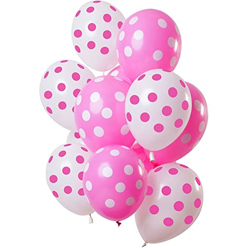Folat 68840 Ballons Punktmuster Pink-Weiß 30cm - 12 Stück Latex Helium Luftballon, Geburtstag Deko Folat 68840 Ballons Punktmuster Pink-Weiß 30cm - 12 Stück Latex Helium Luftballon, Geburtstag Deko von Folat