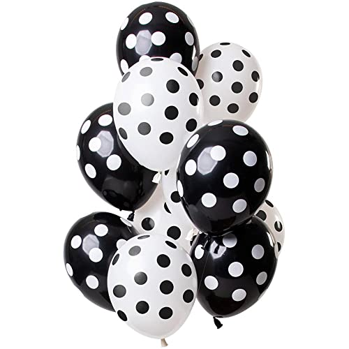Folat 68844 Ballons Punktmuster Schwarz-Weiß 30cm-12 Stück Latex Helium Luftballon, Geburtstag Deko, 30 cm Folat 68844 Ballons Punktmuster Schwarz-Weiß 30cm-12 Stück Latex Helium Luftballon, Geburtstag Deko, 30 cm von Folat