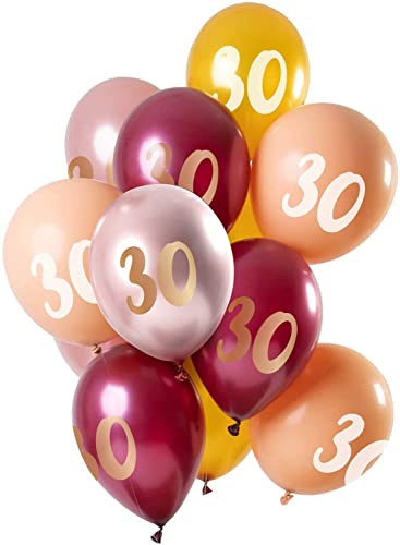Folat 69230 Ballons Jahre Pink-Gold 30cm-12 Stück Latex Helium Luftballon, Geburtstag Deko, Zahl 30, 30 cm von Folat
