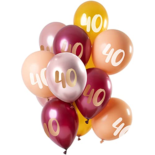Folat 69240 Ballons Jahre 30cm-12 Stück Latex Helium Luftballon, Geburtstag Deko, Zahl 40, Gold,pink, 30 cm von Folat