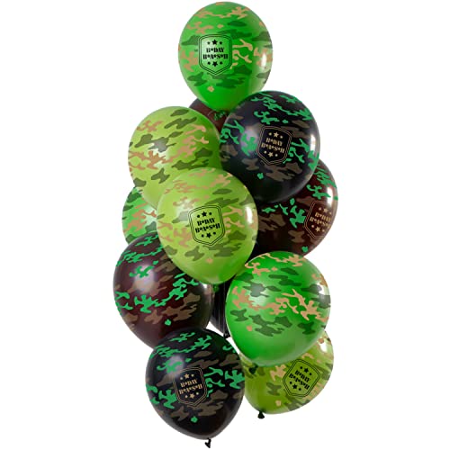 Folat 69331 Ballons 'Happy Birthday' Tarnfarben 30cm-12 Stück Latex Helium Luftballon, Geburtstag Deko, Assorted, 30 cm von Folat