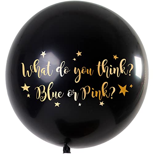 Folat 69345 Ballon Gender Reveal Junge Metallic-90cm Latex Helium Luftballon, Geburtstag Deko, Gold,pink,Black, 30 cm von Folat
