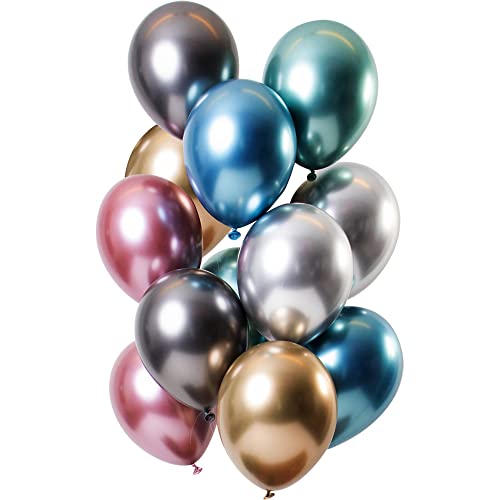 Folat 69718 Ballons Effect 33cm-12 Stück Latex Helium Luftballon, Geburtstag Deko, Mirror Treasures, 30 cm von Folat