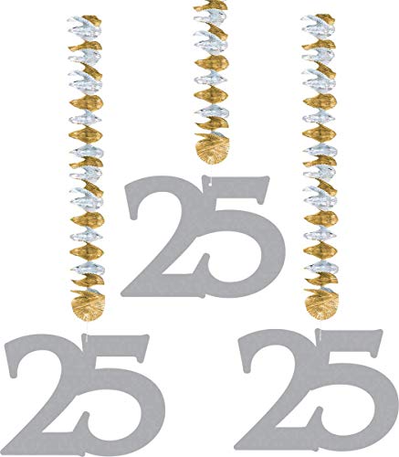 Folat 07449 – Hängedekoration Rotorspirale – 25 – für Silberhochzeit, Jubiläum und Geburtstag – 3 STK. von Folat