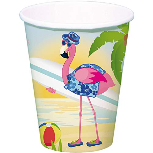 Folat 8 Party-Becher * Flamingo * für Mottoparty oder Kindergeburtstag // Party Geburtstag Hawaii Cups Pappbecher Partybecher von Folat