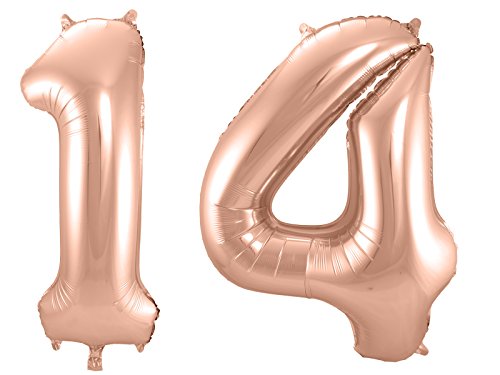 Folat 800044 - Folienballon - Zahl 14 - rosegold - ca. 86 cm hoch von Folat