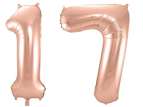 Folat 800075 - Folienballon - Zahl 17 - rosegold - ca. 86 cm hoch von Folat