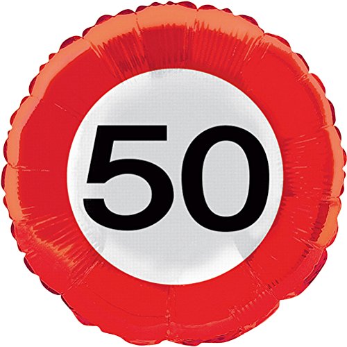 Folat 8714572285506 45 cm Traffic Schild Geburtstag Party Folienballon – 50. Geburtstag von Folat