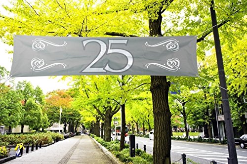 Folat 21482 25th Birthday/Anniversary Silver-180x40 cm Banner zum 25. Geburtstag/Jahrestag, silberfarben, 180 x 40 cm, Silber Folat 21482 25th Birthday/Anniversary Silver-180x40 cm Banner zum 25. Geburtstag/Jahrestag, silberfarben, 180 x 40 cm, Silber von Folat