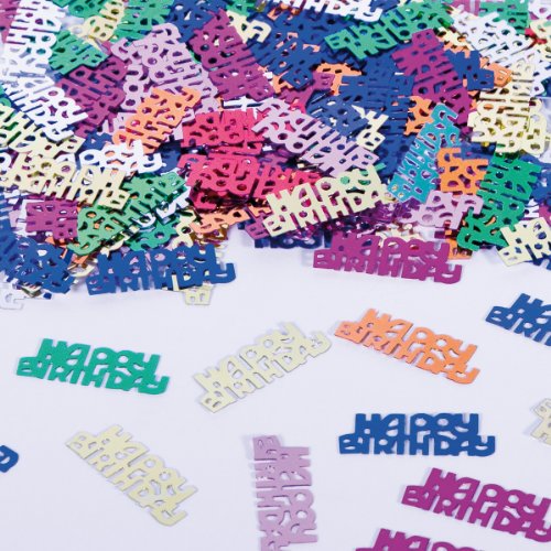 Folat Bunt glitzerndes Konfetti Happy Birthday // Tüte mit 15g (ca. 160 einzelne Konfetti's) // Deko Tischdeko Jubiläum Metallkonfetti Streukonfetti Geburtstag Birthday Herzlichen Glückwunsch von Folat