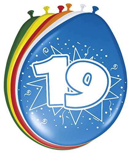 Folat 08220 - Zahlenballons/Ballon mit Zahl 19-12" / 30 cm - 8 STK. von Folat