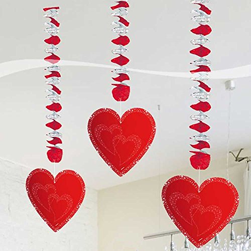 Folat Hochzeit Hänge-Spiralen mit Herzen Valentinstag Party-Deko 3 Stü von Folat