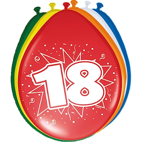 Folat 08218 Geburtstag Ballons 30 cm-8 Stück, Zahl 18 von Folat
