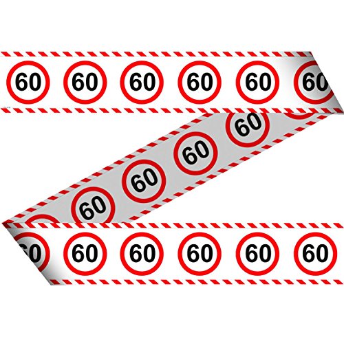 Folat SCH-5426 28460 Party Absperrband Verkehrsschild-15 m-Zahl: 60 von Folat