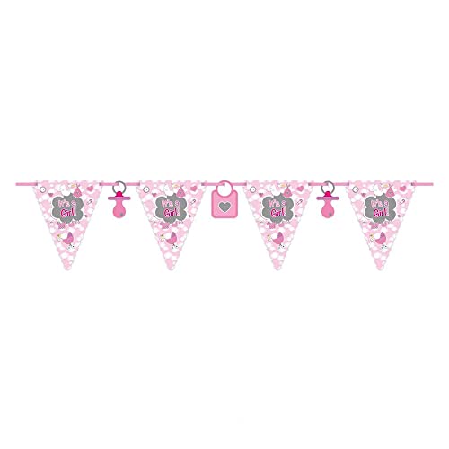 Folat 63653 - Wimpelkette It's a Girl - Geburt Mädchen - rosa - ca. 6 m von Folat