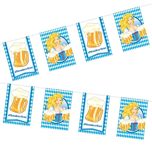 Folat: 61496 Oktoberfest Bierkrug Wimpelkette Girlande quadratisch-10 m, Mehrfarbig von Folat