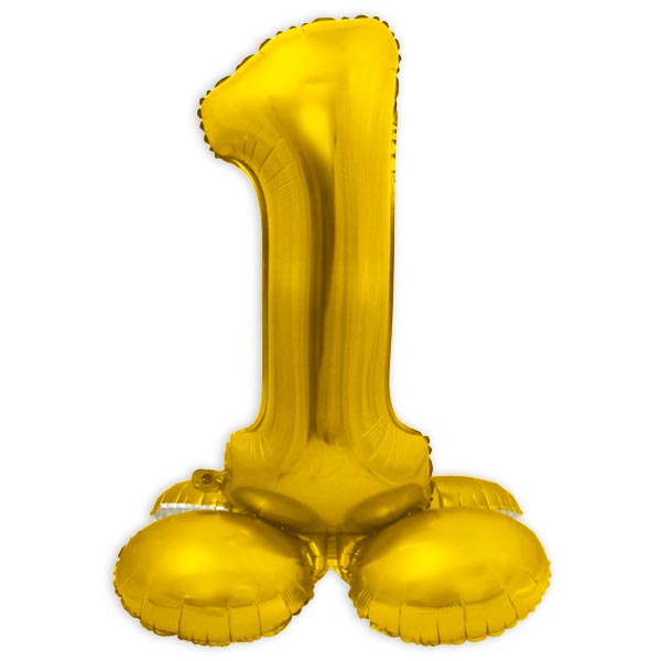 Folienballon Zahl 1 zum Aufstellen, gold, ca. 72cm hoch von Folat
