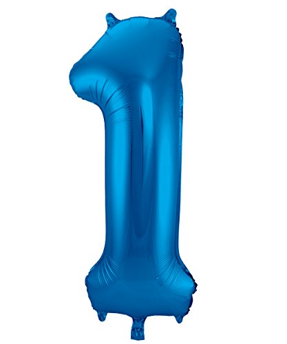 Folat 631419 - Folienballon Zahl 1 - blau - ca. 86 cm von Folat