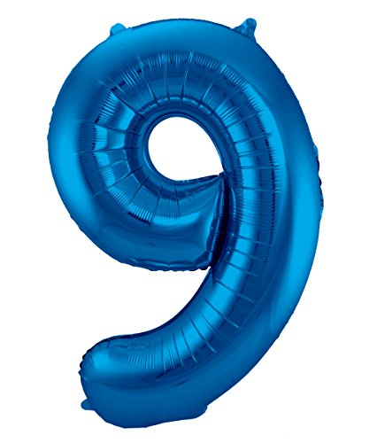Folat 631495 - Folienballon Zahl 9 - blau - ca. 86 cm von Folat