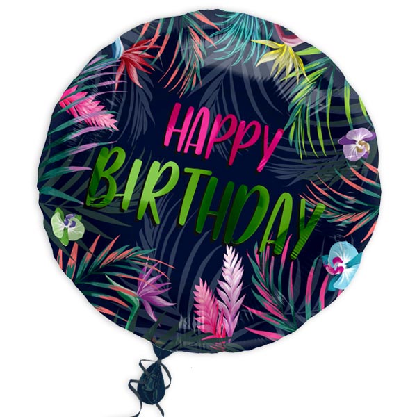 Happy Birthday Folienballon mit tropischem Motiv, Ø 35cm von Folat